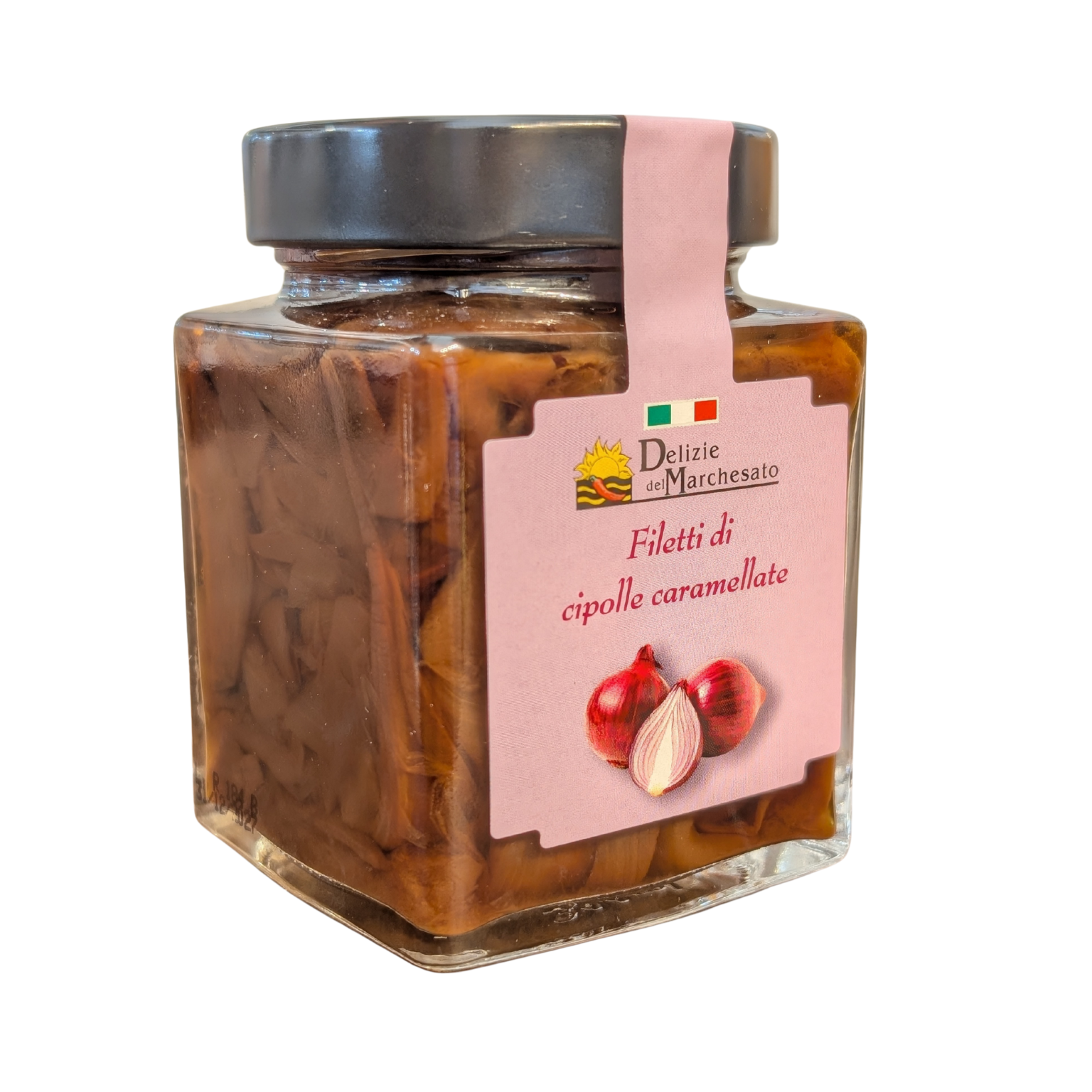 Filetti di Cipolla Caramellata a base di CIPOLLA  ROSSA DI TROPEA CALABRIA IGP
